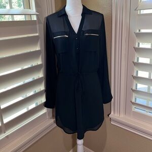 Naked Zebra Black Dress Long Adjustable Sleeves